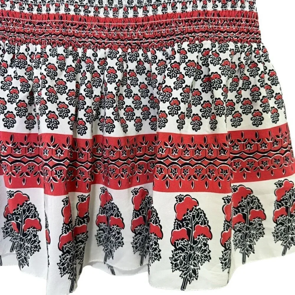 NWT Ulla Johnson Silk Light Indian Floral Smocked Kenza Skirt Multicolor Size 2